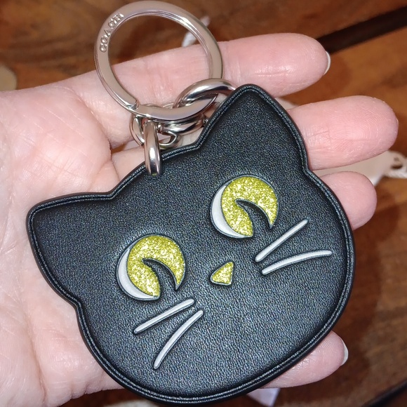 New Coach Black Cat Keychain With Dustbag - Picture 5 of 9